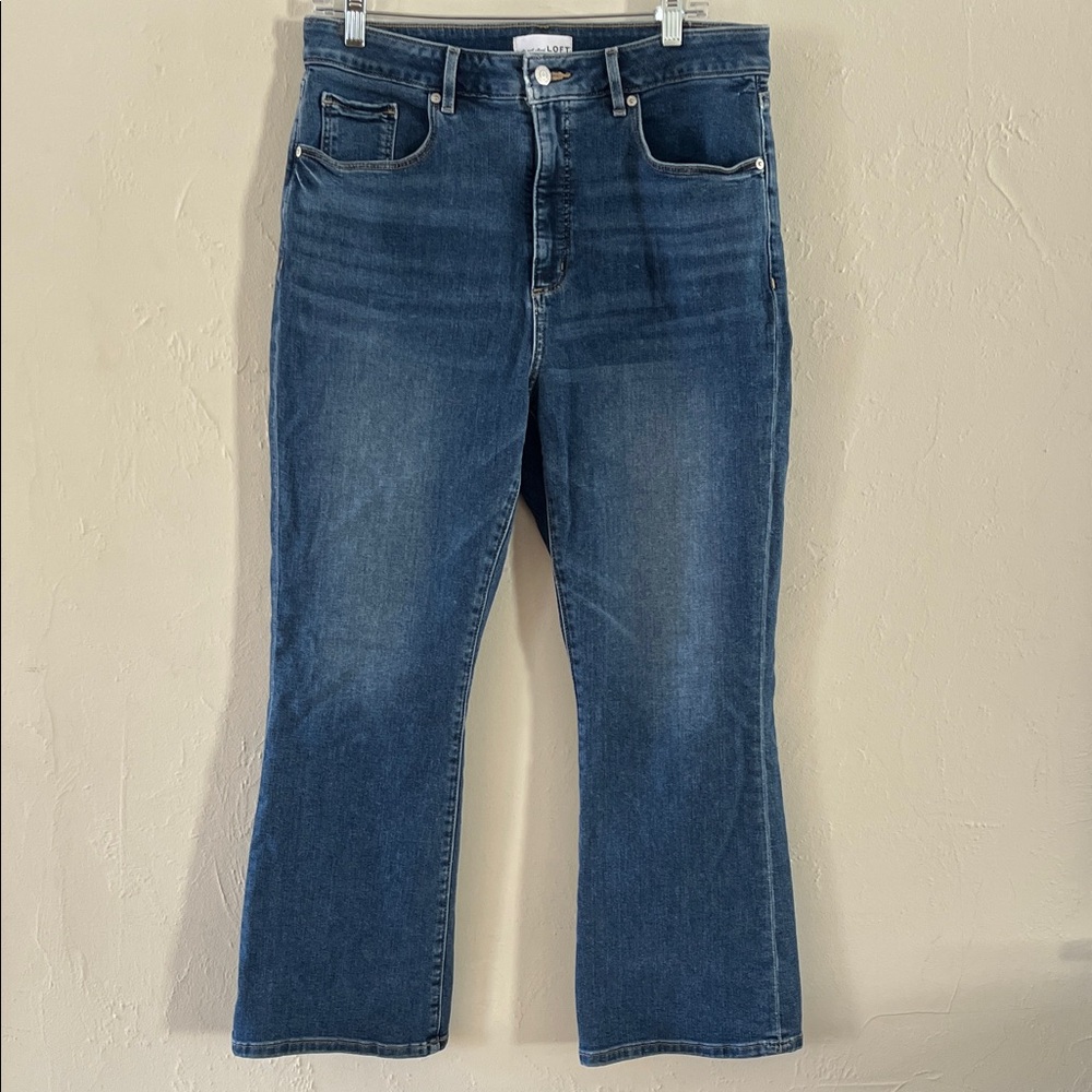 LOFT Made and Loved The Curvy Kick Crop Dark Blue Boot Cut Jeans Size 12
